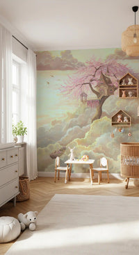 Ethereal Cloud Treehouse Sanctuary Wall Mural