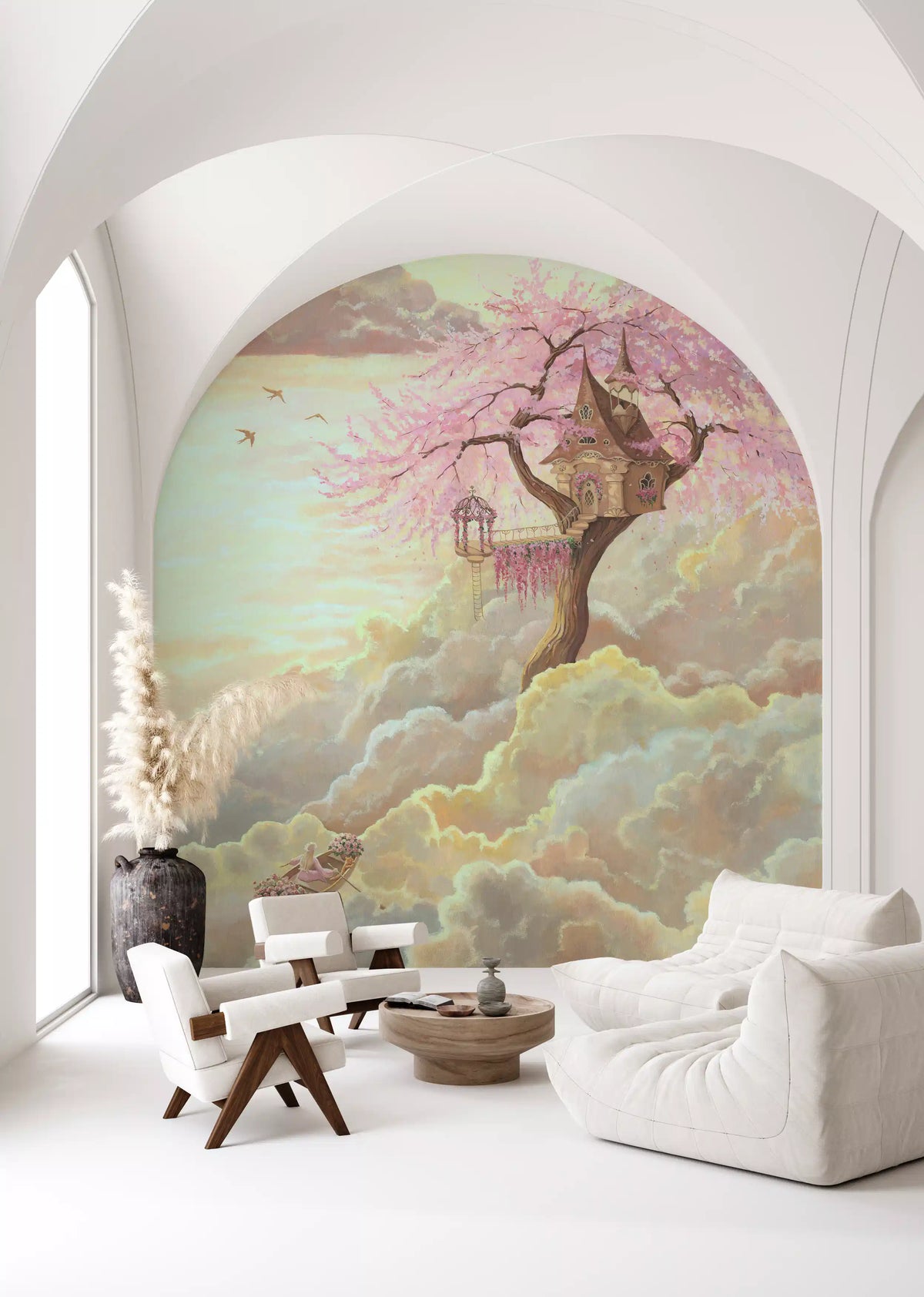 Ethereal Cloud Treehouse Sanctuary Wall Mural