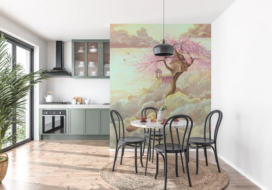 Ethereal Cloud Treehouse Sanctuary Wall Mural