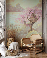 Ethereal Cloud Treehouse Sanctuary Wall Mural