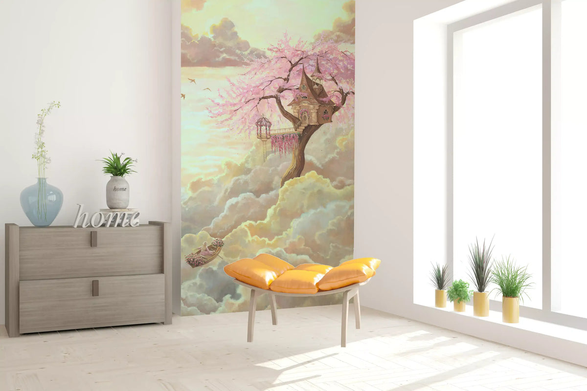 Ethereal Cloud Treehouse Sanctuary Wall Mural