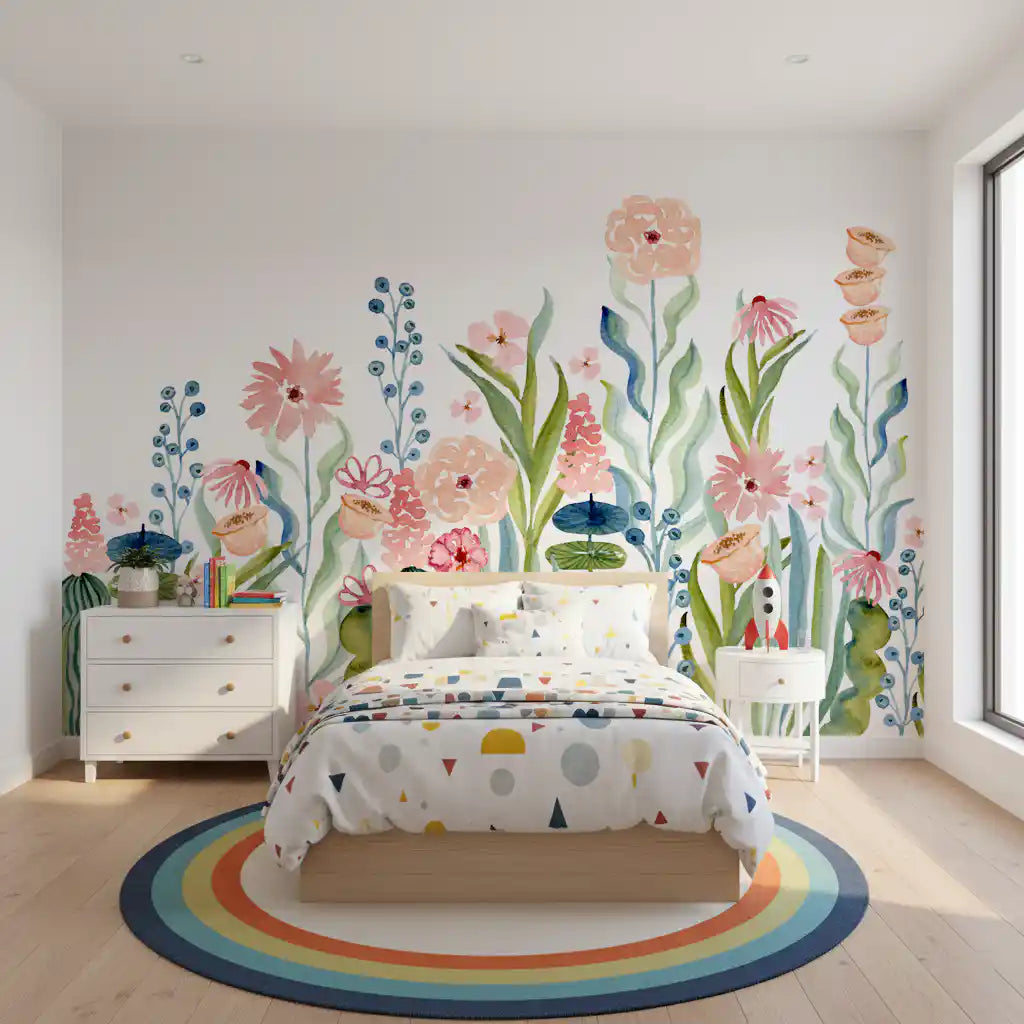 Watercolor Meadow Botanical Garden Wall Mural