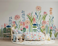 Watercolor Meadow Botanical Garden Wall Mural