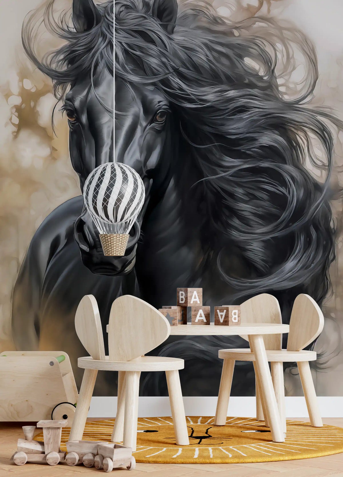 Black Horse Portrait Wall Mural