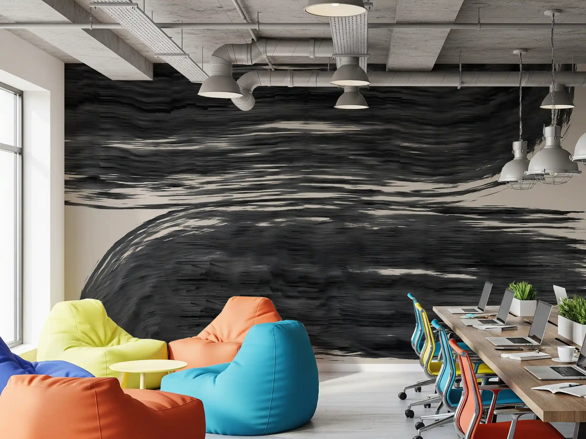 Minimalist Charcoal Swirls Wall Mural