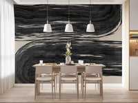 Minimalist Charcoal Swirls Wall Mural
