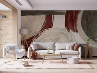 Modern Earthy Tonal Brushstrokes Wall Mural