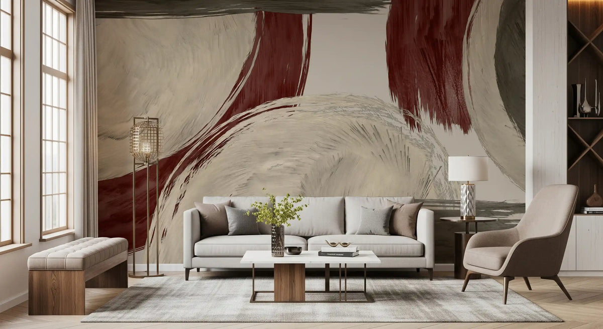 Modern Earthy Tonal Brushstrokes Wall Mural