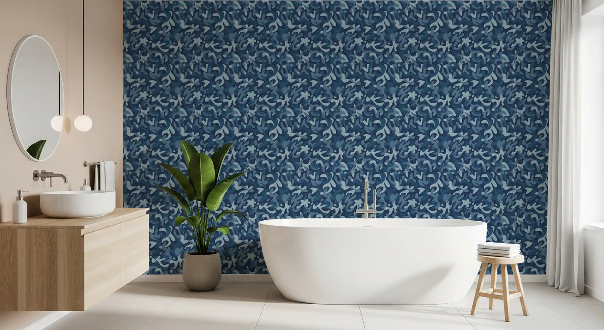 Midnight Navy Camo Pattern Wallpaper⁠