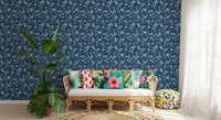 Midnight Navy Camo Pattern Wallpaper⁠