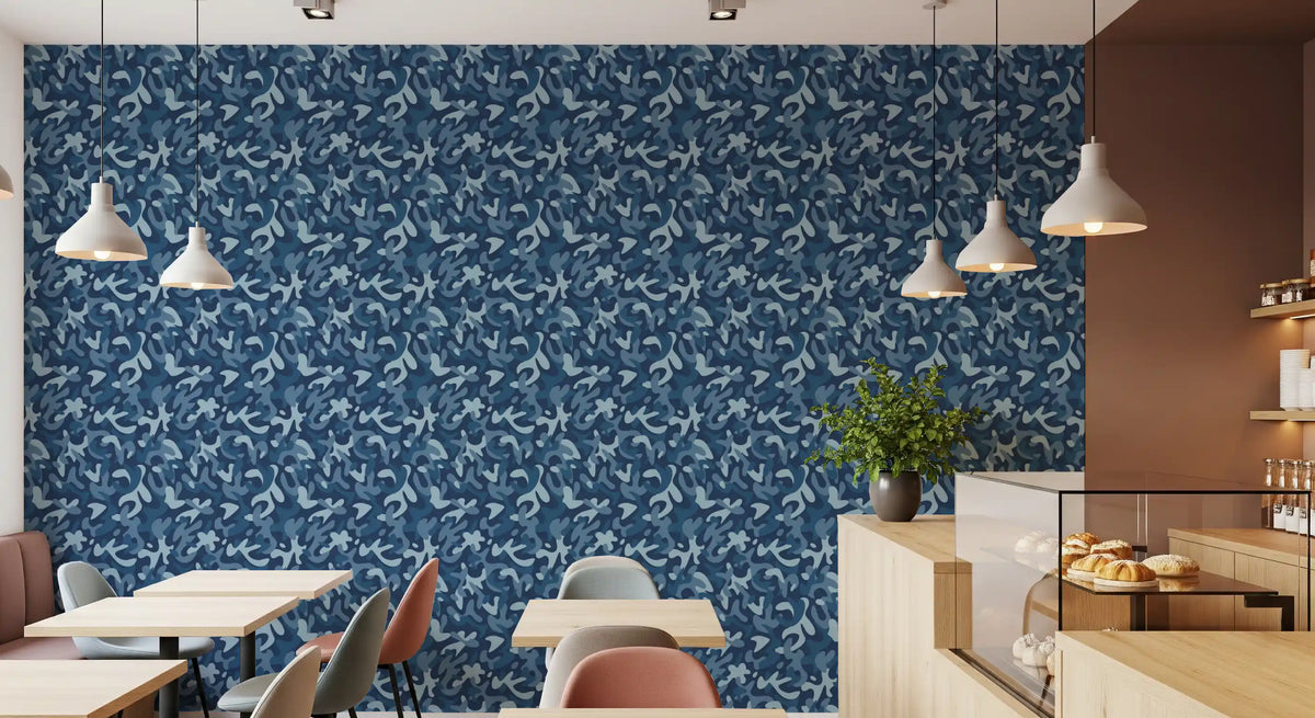 Midnight Navy Camo Pattern Wallpaper⁠