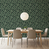 Minimalist Forest Green Swirls Wallpaper⁠