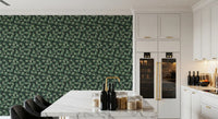 Minimalist Forest Green Swirls Wallpaper⁠
