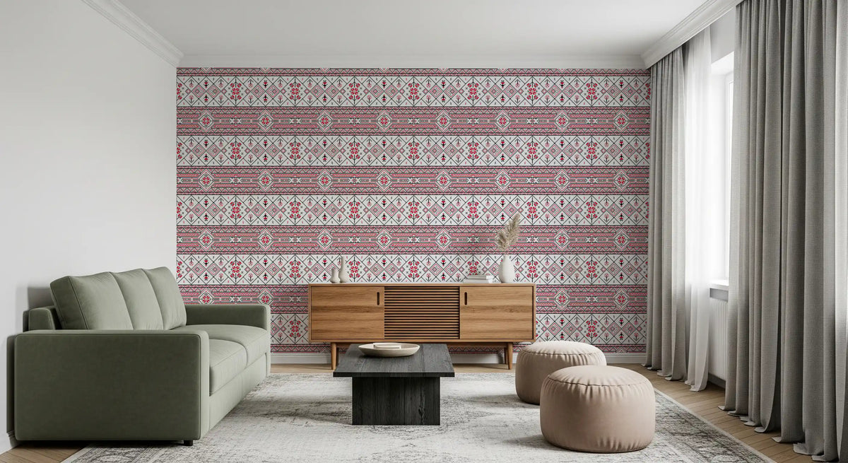 Minimalist Embroidered Folk Texture Wallpaper⁠