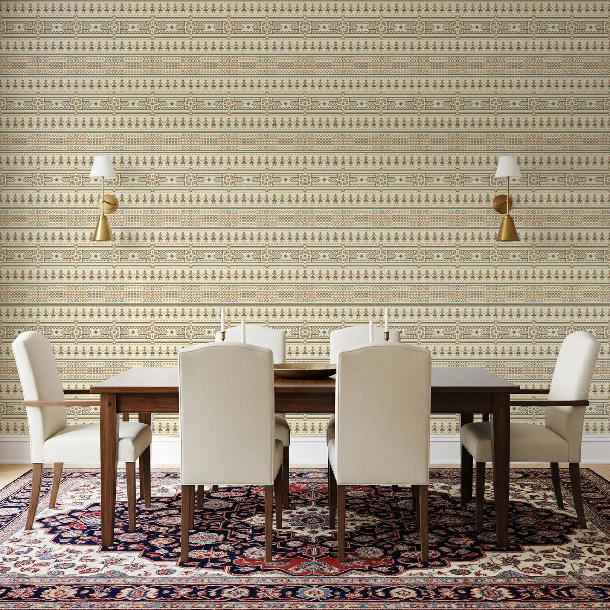 Folklore Cross Stitch Motif Wallpaper⁠