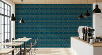 Abstract Teal and Gold Mosaic Wallpaper⁠