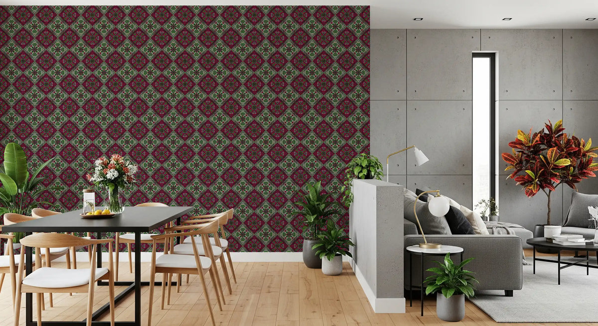 Heritage Folk Embroidery Motif Wallpaper⁠