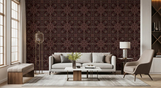 Cross Stitch Geometric Burgundy Pattern Wallpaper⁠