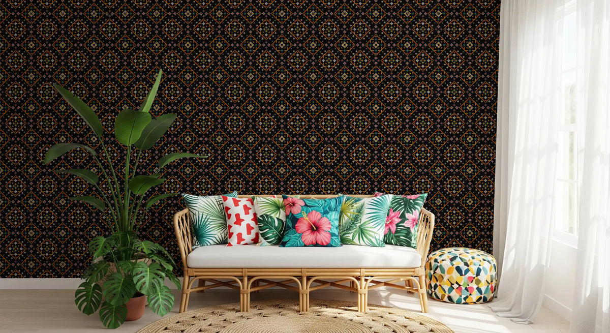 Geometric Cross-Stitch Rhythm Wallpaper⁠