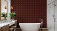 Dark Ethnic Mosaic Grid Motif Wallpaper⁠