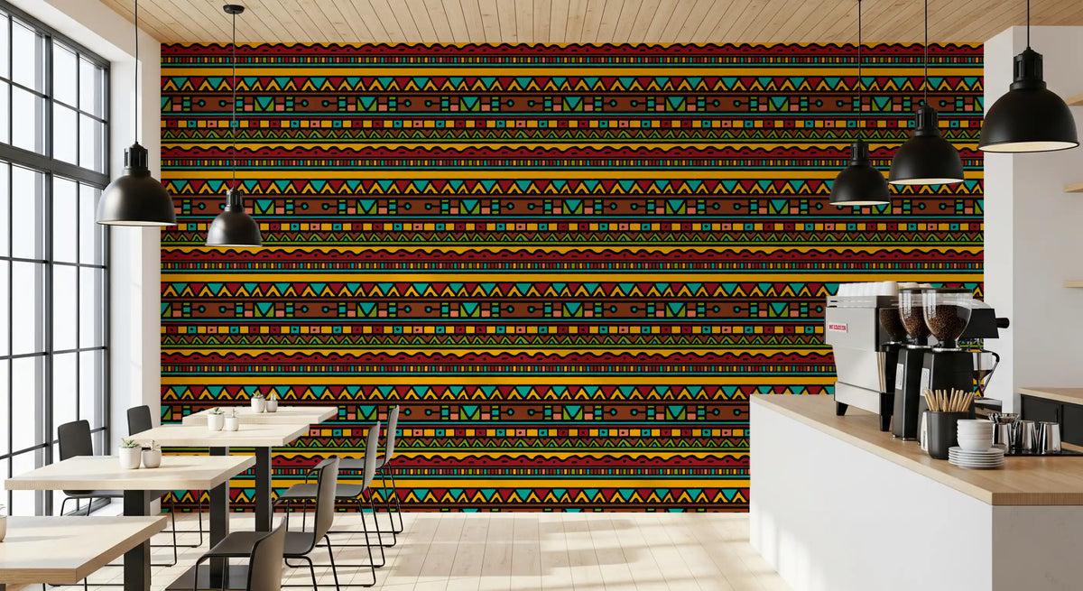 Tribal Folk Geometric Pattern Wallpaper⁠