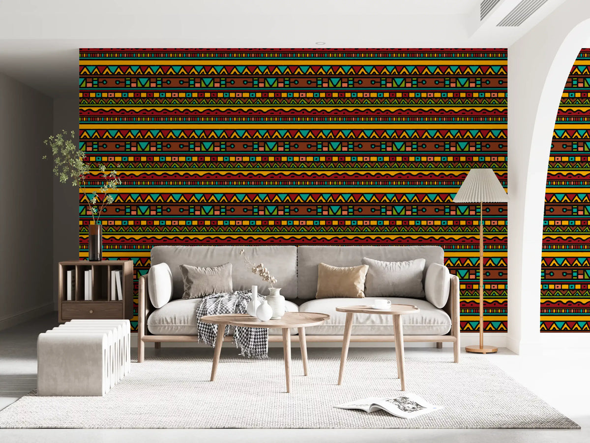 Tribal Folk Geometric Pattern Wallpaper⁠