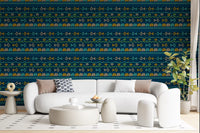 Tribal Indigo Patterned Motif Wallpaper⁠