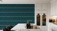 Tribal Indigo Patterned Motif Wallpaper⁠