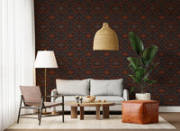 Abstract Charcoal and Terracotta Lines Wallpaper⁠