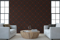 Abstract Charcoal and Terracotta Lines Wallpaper⁠