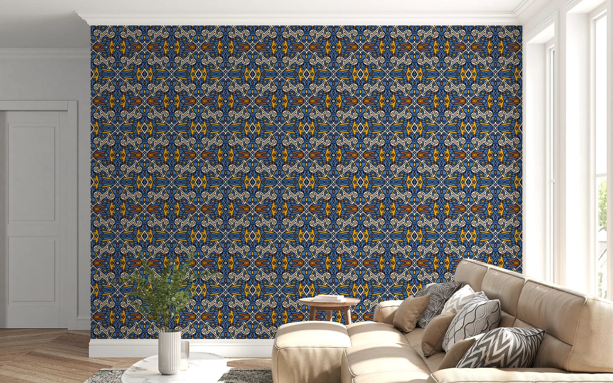 Tribal Mosaic Tile Motif Wallpaper⁠