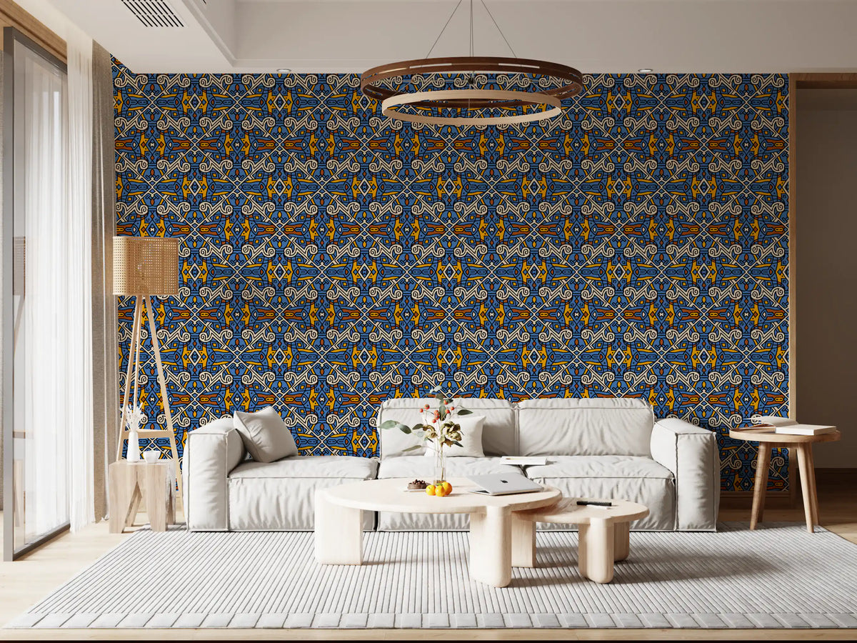 Tribal Mosaic Tile Motif Wallpaper⁠