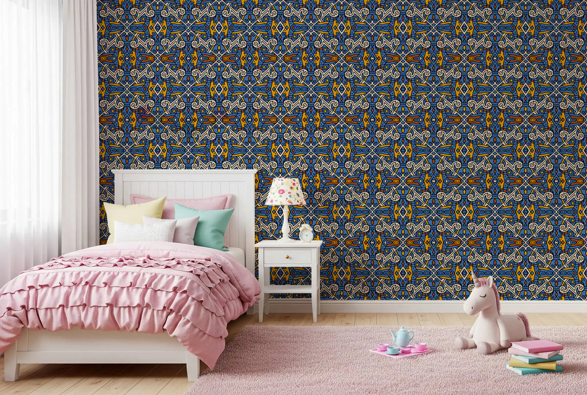 Tribal Mosaic Tile Motif Wallpaper⁠