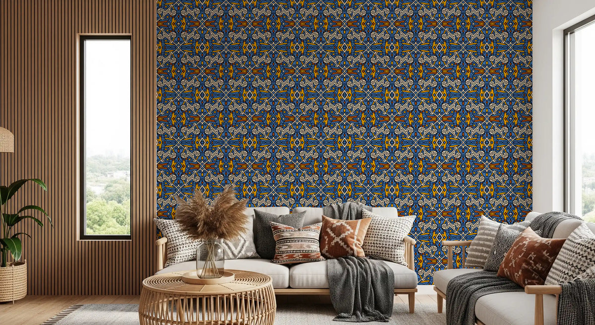 Tribal Mosaic Tile Motif Wallpaper⁠