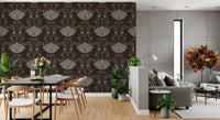 Choco Floral Damask Motif Wallpaper⁠
