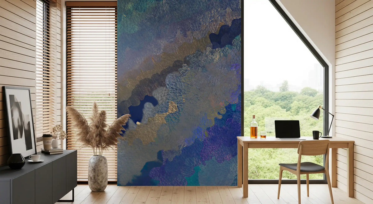 Cerulean Layers Abstract Art Wall Mural