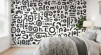 Minimalist Black and White Doodle Art Wall Mural