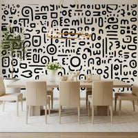 Minimalist Black and White Doodle Art Wall Mural