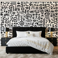 Minimalist Black and White Doodle Art Wall Mural