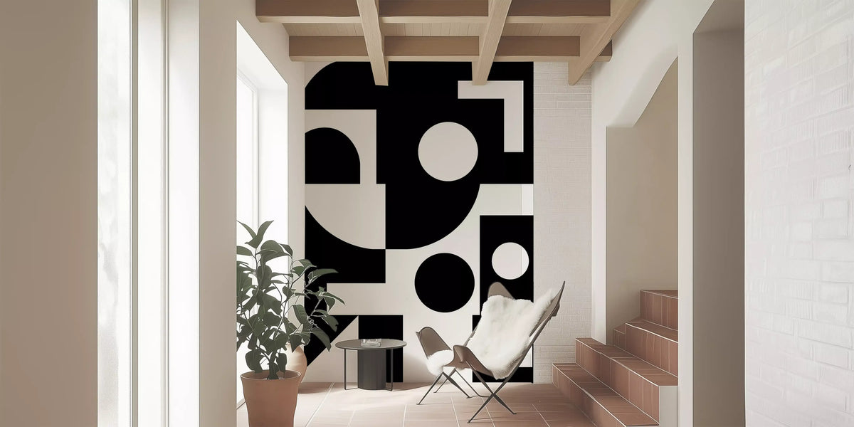 Minimalist Monochrome Geometry Wall Mural