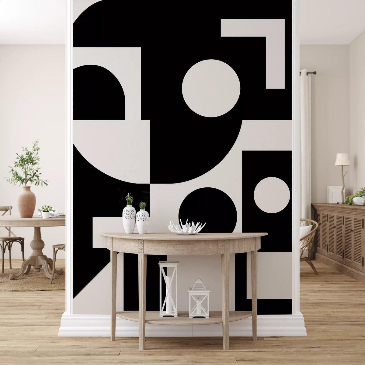 Minimalist Monochrome Geometry Wall Mural