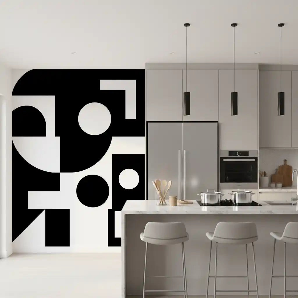 Minimalist Monochrome Geometry Wall Mural