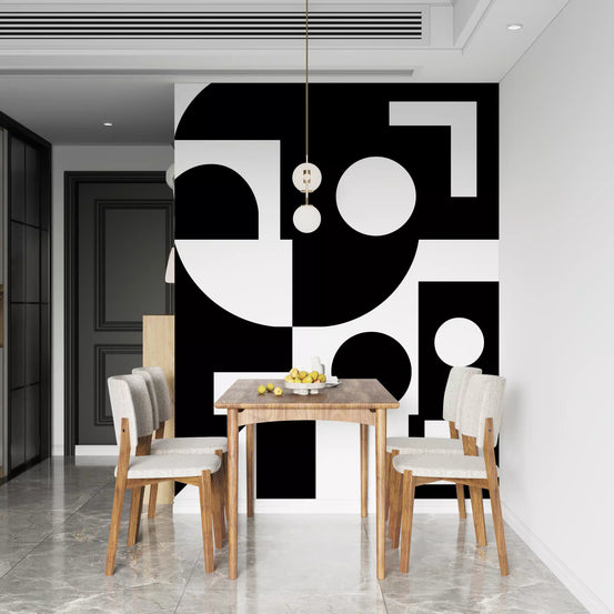 Minimalist Monochrome Geometry Wall Mural
