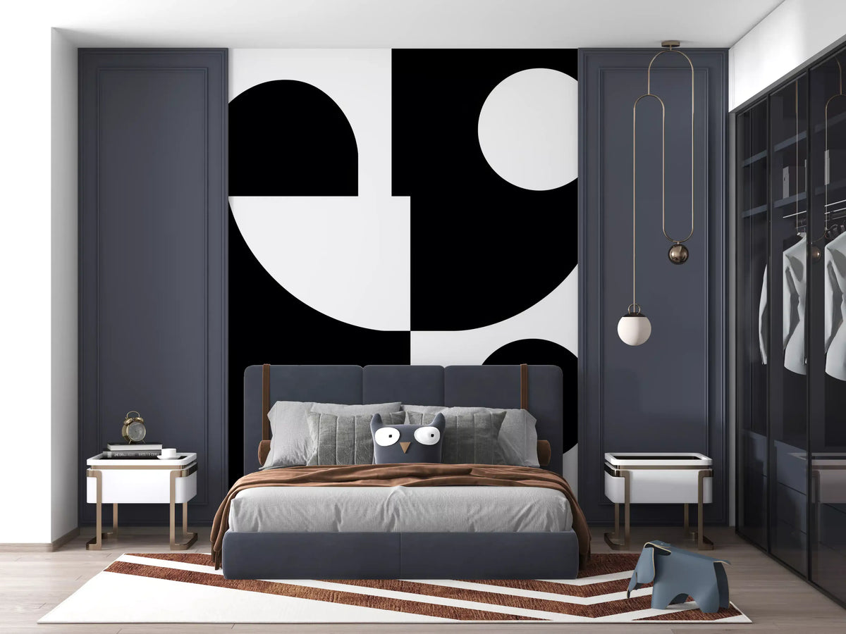 Minimalist Monochrome Geometry Wall Mural