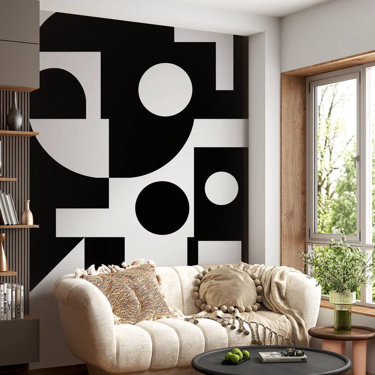 Minimalist Monochrome Geometry Wall Mural