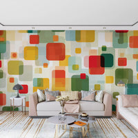 Retro Overlapping Squares Composition Wall Mural