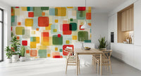 Retro Overlapping Squares Composition Wall Mural