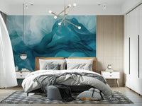 Ethereal Teal Smoke Swirls Wall Mural