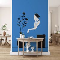 Minimalist Lady in Blue Dress Wall Mural