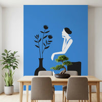 Minimalist Lady in Blue Dress Wall Mural